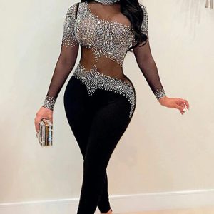 combinaison strass noir
