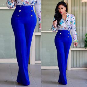 pantalon tailleur femme bleu