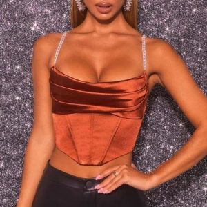 bustier satin marron