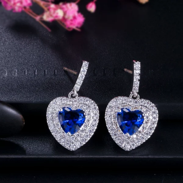 boucle d'oreille coeur bleu