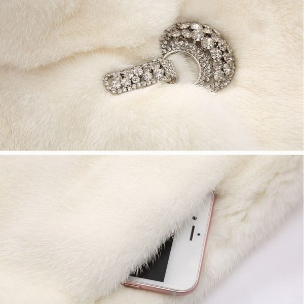 veste fourrure blanche détail